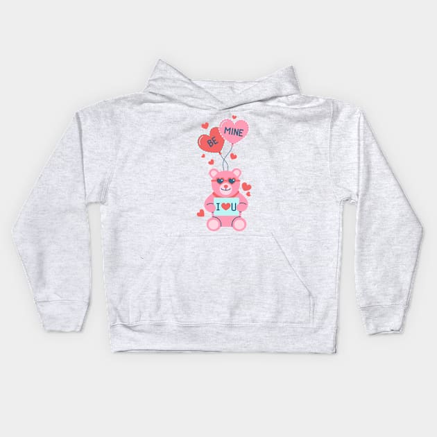 Happy Valentine's Day | Teddy Bear Be Mine Kids Hoodie by MrDoze